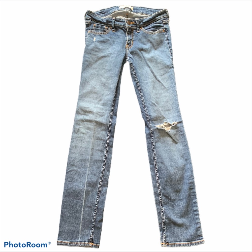 Distressed Medium Wash Hollister Skinny Jeans